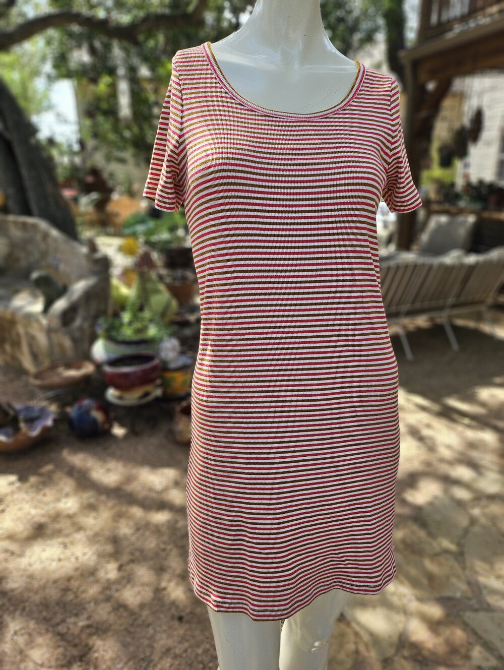 Madewell Swingy Tee Dress Womens XS Striped Cotton Modal Stretch Casual Comfy